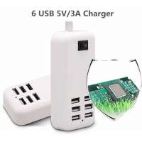 6 USB Charger EU US Plug 6 USB Ports Multiple Wall 20W 3A 1.5M Smart Adapter Mobile Phone Tablet Charging Device For iPhone iPad